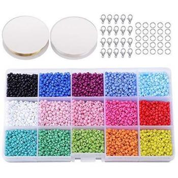 Abalorios para Hacer Collares, Abalorios para Hacer Pulseras, Vidrio de 3mm Perlas de Potro Hechas a Mano para Hacer Joyas Collares Pulseras Pendiente Bisutería Regalo DIY 7000-7500 Piezas