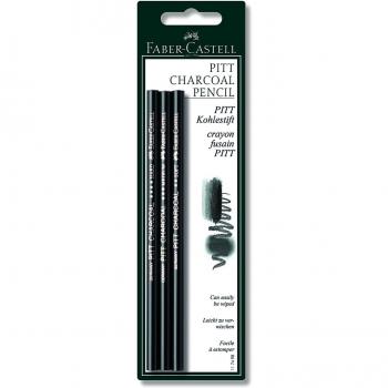 Faber Castell 117498 - Paquete de 3 lápices carboncillos Pitt