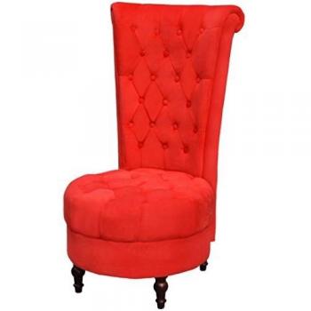 vidaXL Sillon de Respaldo Alto Clásico Tapizado de Tela Rojo Asiento Elegante