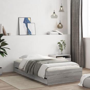 Cama con cajones Sunkerchief gris Sonoma 90x190 cm madera multicapa