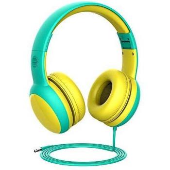 Gorsun Auriculares para niños, Volumen Limitado en el oído Auriculares para niños con Conector de Audio de 3.5 mm para niñas y niños, Auriculares con Cable Ajustable y Plegable