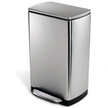 simplehuman Deluxe - Papelera rectangular en acero inoxidable antihuellas