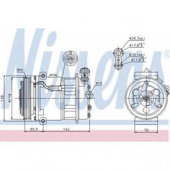 Compresor de aire acondicionado NISSENS 89157, tipo: compresor, características: alta eficiencia, diseño compacto, refrigerante R134a compatible, fácil instalación, durabilidad mejorada