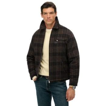 Chaqueta de Hombre Superdry de Mezcla de Lana a Cuadros Marrón Ranch 2XL Casual