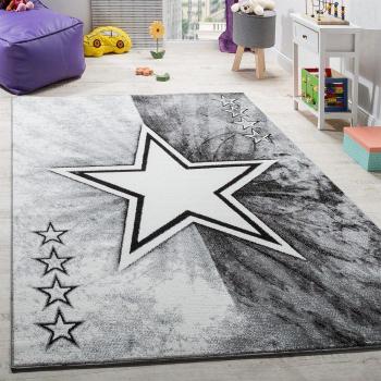 Paco Home Alfombra De Juegos para Habitación Infantil con Diseño Estrella Velour Corto Gris, tamaño:80x150 cm