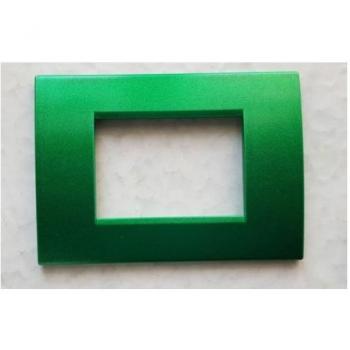 Placa Compatible Living Light ABS 3/4/7 Postes Colorida Verde Metalizado - 4 Orificios