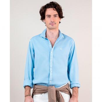 El Ganso Camisa de Algodón Regular Lisa Azul para Hombre