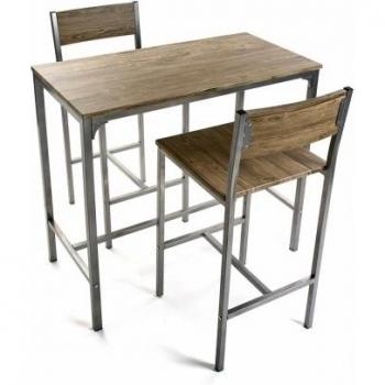 Versa Helena Set de mesa de Comedor y dos sillas Altas, Set de 3 piezas, Medidas