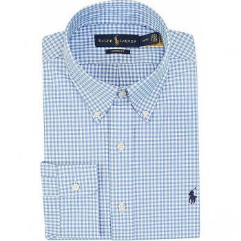Camisa Polo Ralph Lauren Custom Fit de popelín azul para hombre - XXL