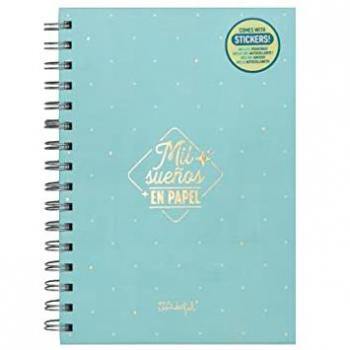 Libreta Pequeña A5 Multicolor con Diseño y Mensaje Mil Sueños en Papel de Mr. Wonderful