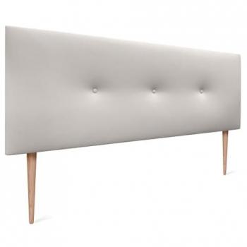 Cabecero de Polipiel Acolchado Blanco Hueso con Botones y Patas 150x105cm para Cama Dormitorio Moderno
