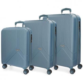 Movom Trendy Juego de maletas Azul 55/66/76 cms Rígida ABS Cierre TSA 222L 4 ruedas dobles Equipaje de Mano