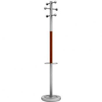 Portemanteau Access de 175 cm con 6 ganchos y soporte para paraguas, blanco y madera