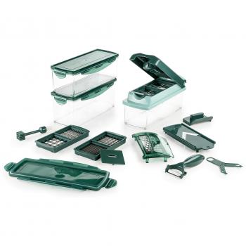 Genius A33886 Nicer Dicer Plus - Juego de 18 Piezas para Cortar Alimentos, Fabricado en plástico, con Unas Medidas de 26 x 9 x 13 cm, en Color Verde Esmeralda