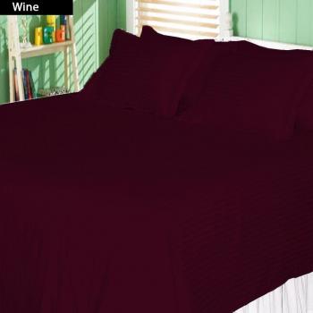 SACRO 100% algodón egipcio de 400 TC 32 cm bolsillo profundo 4 piezas Juego de sábanas Euro rey IKEA tamaño del patrón de la raya Color vino