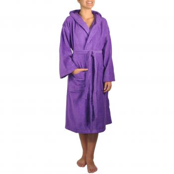 Atrivm Aurea Plus - Albornoz con capucha de terciopelo, 100% algodón, color Lila, talla L