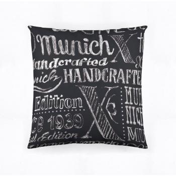 Munich Jet Grey Funda de Cojín, Algodón, Gris, 50 x 50 cm