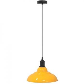 Lámpara colgante regulable en altura E27 amarilla brillante Ø 31 cm metálica vidaXL