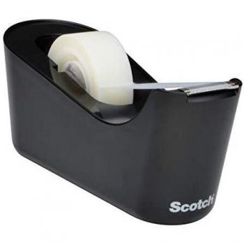 Dispensador de mesa C18 negro con 1 rollo de cinta adhesiva Scotch Magic, 19 x 33