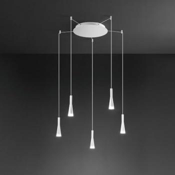Lámpara Colgante Contemporánea CONE de Aluminio Blanco con 5 LED Integrados de 7W