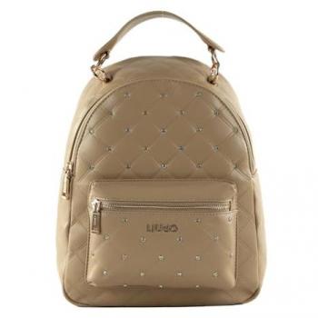 Liu Jo Quilted Rhinestone Backpack - Medium Biscuit Brown