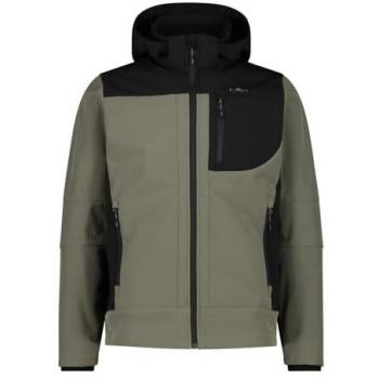 CMP Olive-Nero Men's Zip Hood Softshell Jacket 3A01787N