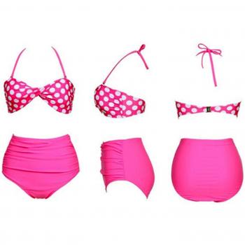 Diseño de diseño Retro mephiso altura-cintura de punto diseño de Bikini Set top + bottom 3 colores