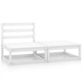 Conjunto de sofá de jardín de madera de pino macizo blanco 2 piezas