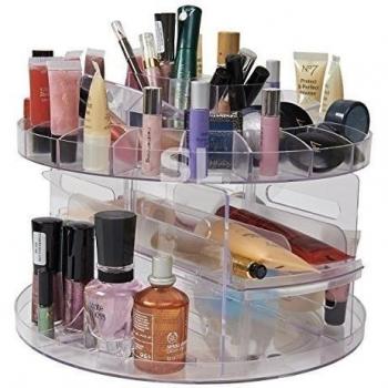 VERSATILE ROTATING SPINNING BEAUTY CLEAR ACRYLIC COSMETIC CADDY ORGANISER DRAWER / MAKE UP NAIL POLISH VARNISH DISPLAY STAND / ORGANISER / RACK / HOLDER CAN ALSO BE USED FOR MAKEUP BRUSH SETS, JEWELLERY AND ARTS AND CRAFT - CAN STORE UPTO 200 ITEMS by Exp