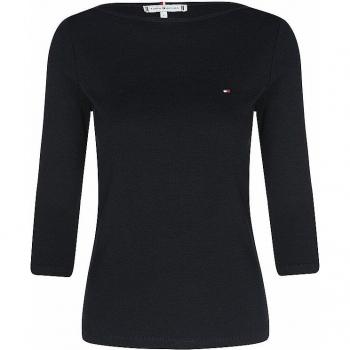Camiseta de Mujer Tommy Hilfiger New Cody Slim Fit, Cuello Barco, Manga 3/4, Color Marino, Talla L
