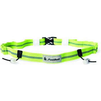 Cinturón Portadorsal Gel - Ready Race Number Belt FuelBelt Logo IronMan VERDE-AZUL