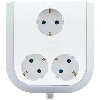 Rev Regleta Multipower 3 - Prolongación de la Toma de Corriente, 3 salidas, diseño compacto y portátil, protección contra sobrecargas, interruptor de encendido/apagado