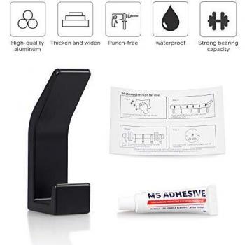Bogeer Toalleros de gancho para baño,ganchos autoadhesivos, paquete de 6 colgadores de pared adhesivos de acero inoxidable para cocina, baño, oficina, armario