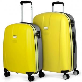 JASLEN - Juego de Maletas de Viaje rígidas 4 Ruedas Trolley 55/66 cm abs. duraderas s y Ligeras. candado TSA. pequeña Cabina y Mediana. Marca Calidad y diseño. 56515, Color Amarillo-Plata