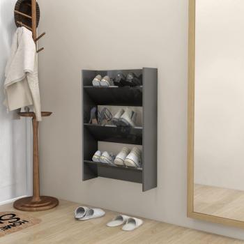 Zapatero de pared gris pulido 60x18x90 cm en madera de múltiples capas