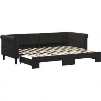 Sofá cama nido terciopelo negro 80x200 cm