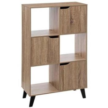Estantería Ceda de 6 Compartimentos con Puertas Magnéticas y Efecto Madera Natural
