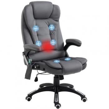 Sillón de oficina Vinsetto ergonómico con masaje y función de calor, silla giratoria regulable en altura 68 x 72 x 110-120 cm
