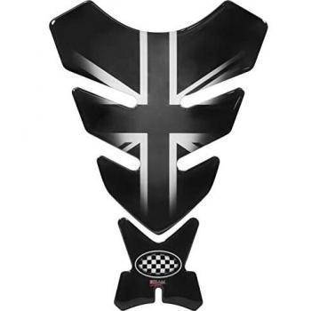 R1200GS 3D – 500720 – Unión Jack Silver/Inglaterra Bandera/Racing/Plata Look con Negro – Universal para Yamaha, Honda, Ducati, Suzuki, Kawasaki, KTM, BMW, Triumph y Aprilia depósitos