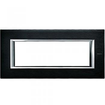 Placa Bticino Axolute 6 Módulos Antracita Cepillada Metálica HA4806XS