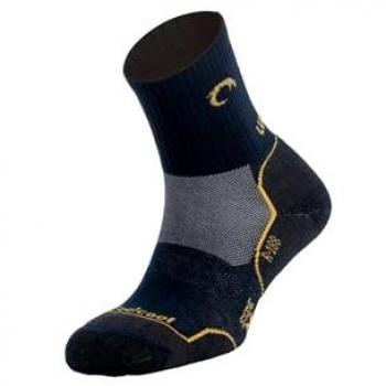 Calcetines Lurbel Camino Four Unisex Transpirables Sin Costuras para Senderismo Marino/Amarillo