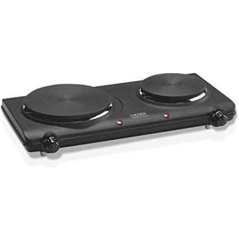 Haeger Double Disc Placa Eléctrica de Cocción 2 Fogones Negro Encimera 42.5 cm Quemador en Espiral 2250W HP-02B.013A