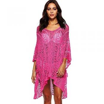 UMIPUBO Mujer Ropa de Baño Crochet Vestido de Playa V Cuello Camisolas y Pareos Bikini Cover up