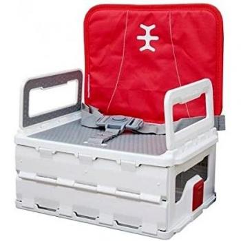 Nikidom - Flat Pack Booster Heather Red - Trona Portátil Bebé Ultra compacta - Plegable y Fácil de Transportar - Medidas: 30 x 23 x 12 cm - Fuerte y Segura - Apto para Lavavajillas