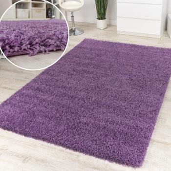 Alfombra De Pelo Alto Y Largo En Lila En Liquidación A Un Precio Increíble, tamaño:160x220 cm
