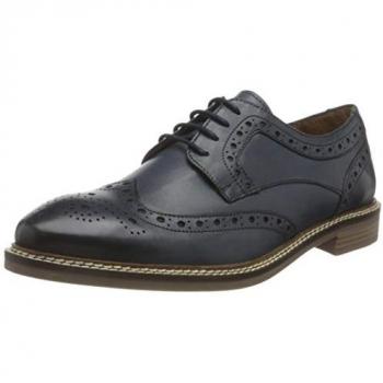 Hush Puppies Bryson Men's Navy Leather Oxford Lace-Up Shoes - Size UK 9