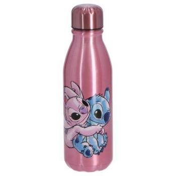 Botella de Aluminio Reutilizable Lilo & Stitch - Angel, Sin BPA, Con Boquilla y Cierre de Seguridad, Infantil, Color Rosa, 500 ml