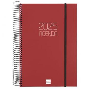 Finocam - Agenda Espiral Opaque 2025 Burdeos 1 Día Página Enero 2025 - Diciembre 2025 (12 meses) Español