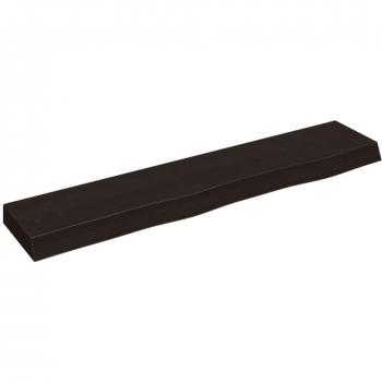 Estante de pared madera de roble macizo tratado marrón oscuro 100x20x6 cm