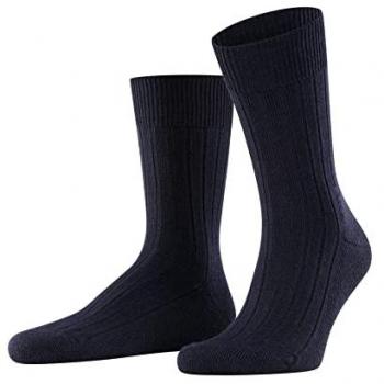 Falke Men's Virgin Wool Blend Ribbed Socks 'Carpet In Shoe' Size 43/44 - Dark Navy